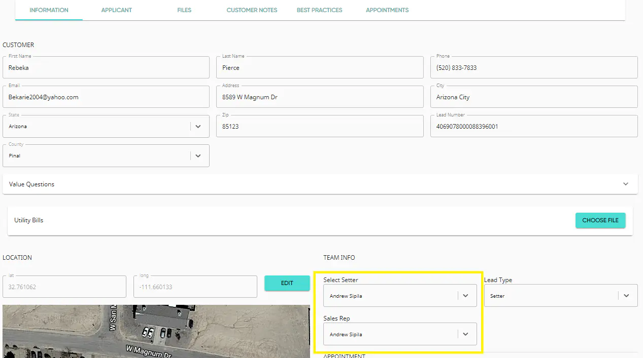 Lead information before matching