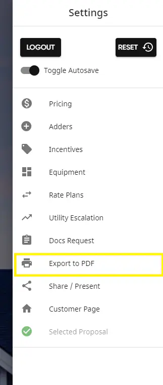 Export to PDF option