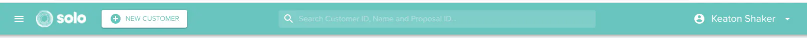 Solo home page header showing navigation and search functionality