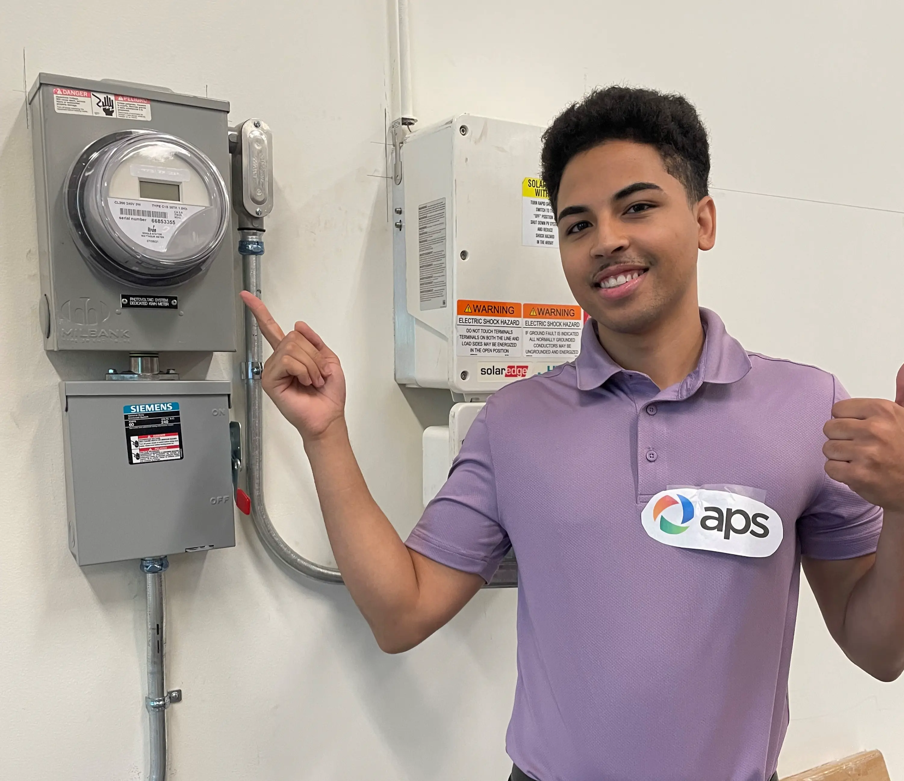 Newly set utility meter with APS badge