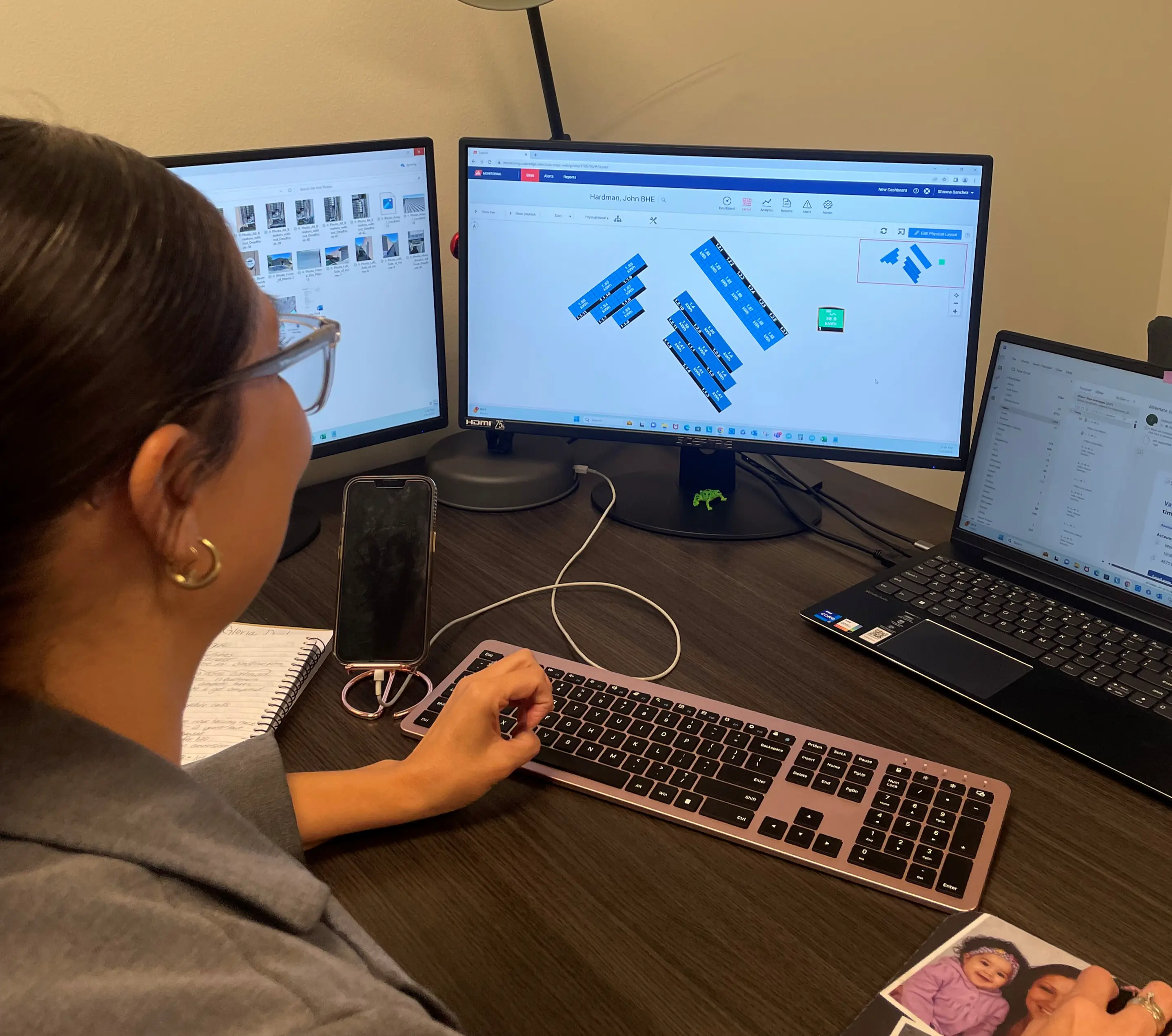 Team member reviewing monitoring layout