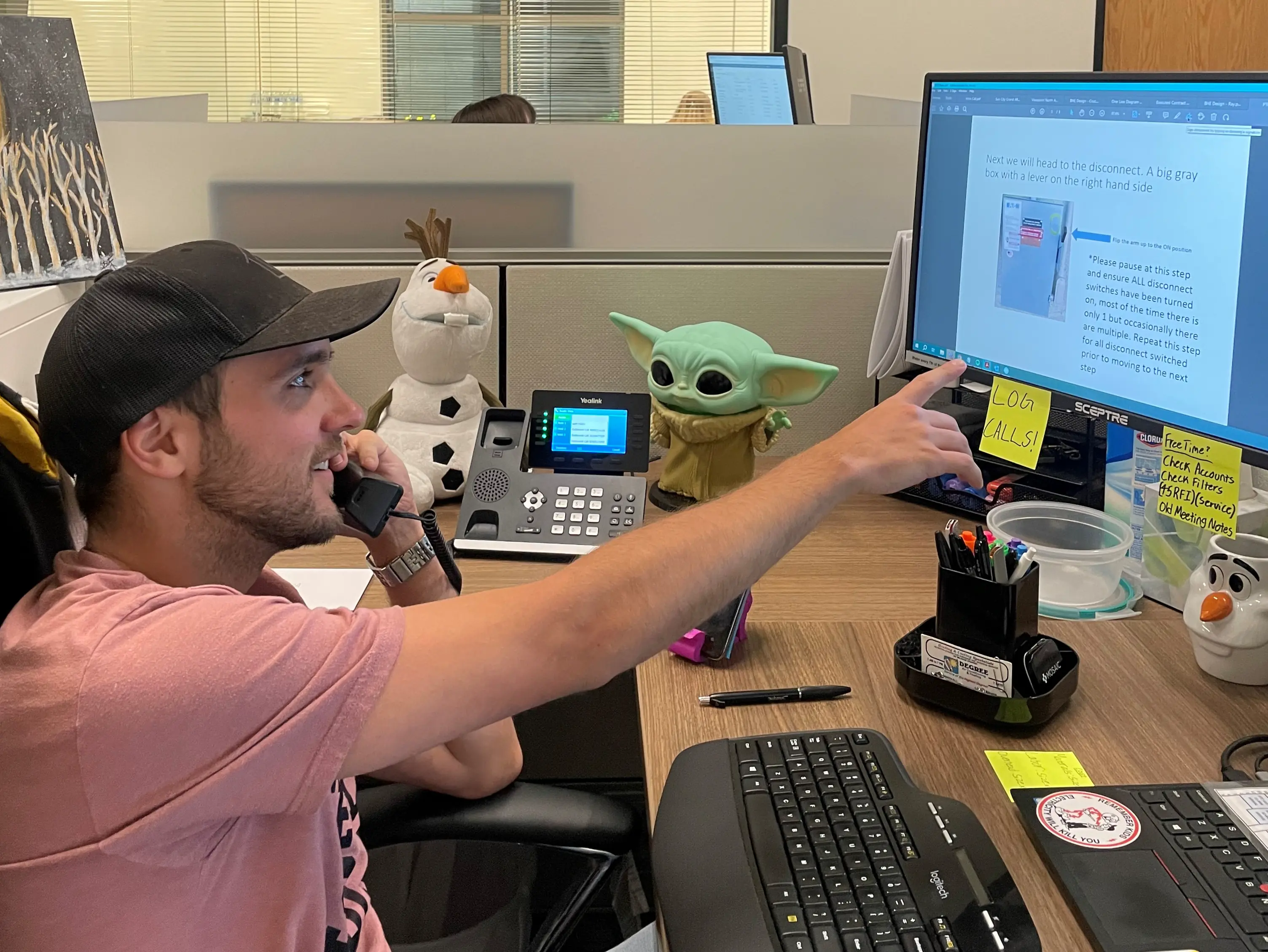 Account manager guiding homeowner through commissioning steps